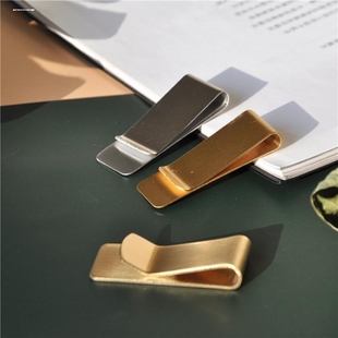 纯铜钱夹钞票夹零钱纸币夹黄铜不锈钢金属夹子固定书签票据收纳夹