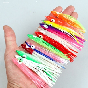 夜光章鱼仿生路亚软饵海钓炎月铁板钩鱿鱼带鱼钩配件