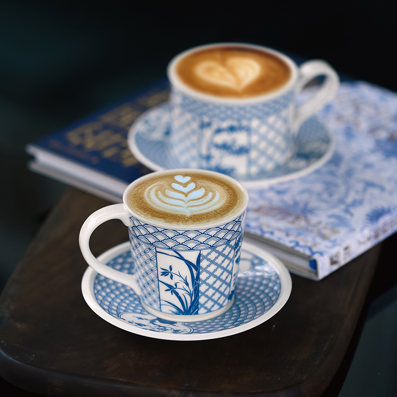 上物拾光日式青花陶瓷咖啡杯套装