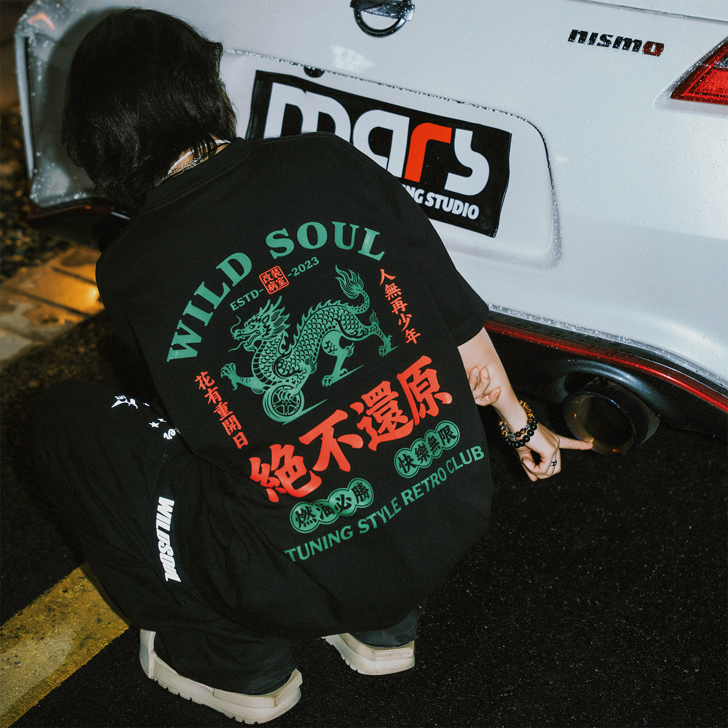 wildsoul“绝不还原”复古港风改装文化100纯棉小领口宽松重磅T恤