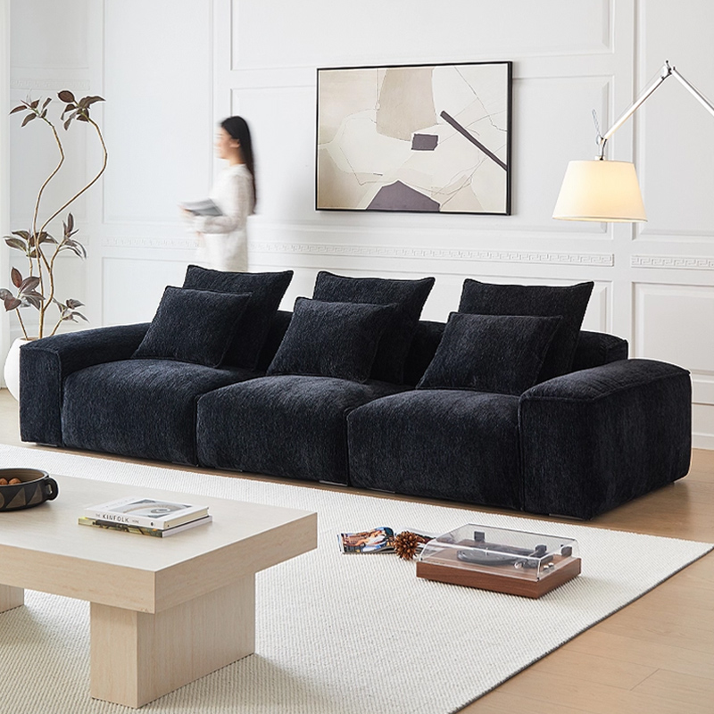 意式极简约现代雪尼尔布艺沙发客厅小户型2025新款豆腐块直排沙发