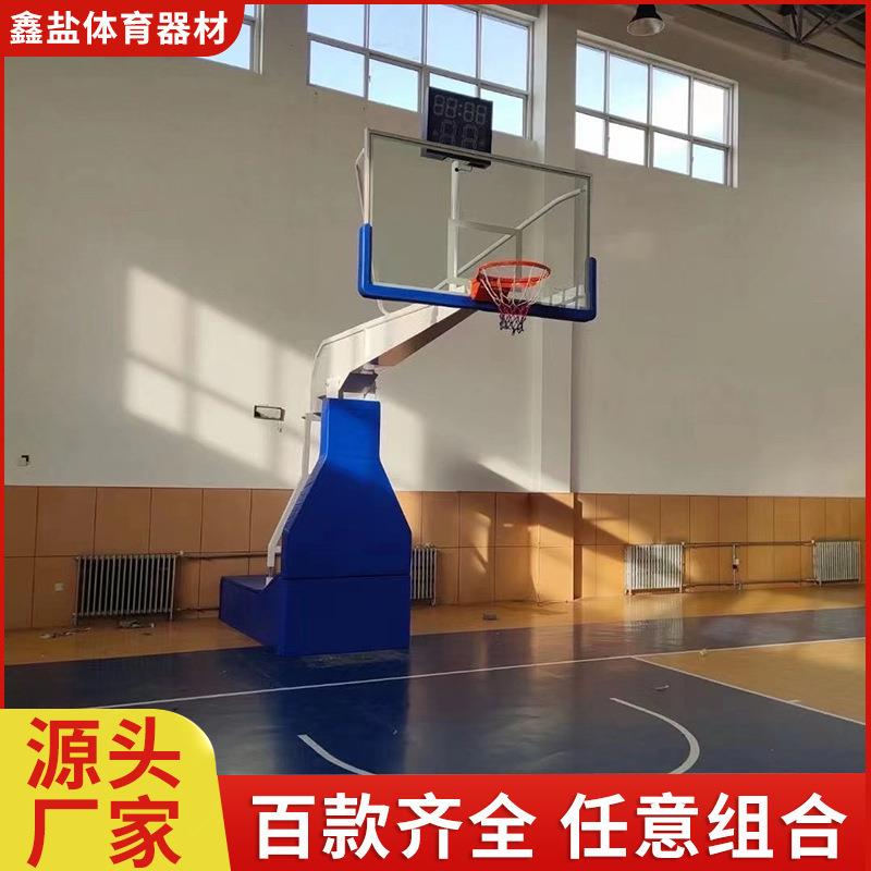 厂家供应电动液压篮球架比赛用室内升降折叠手动液压篮球架