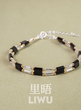 里晤S925纯银双层黑玛瑙竹节手链新中式节日送女友送闺蜜生日礼物