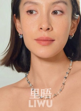 里晤S925纯银白水晶蓝点石项链送女友送闺蜜礼物新中式生日礼物