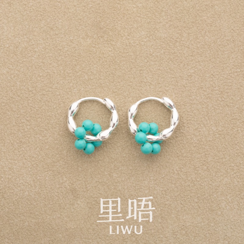 里晤LIWU天然绿松石花朵耳环新中式皮肤显白送礼物送闺蜜中秋节
