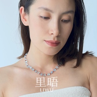里晤LIWU·蓝雾系列|S925银海蓝宝红玛瑙串珠项链新中式生日礼物