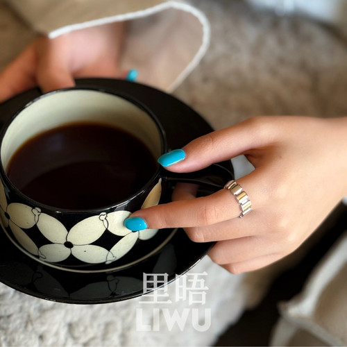 S925纯银镀白金齿轮开口戒指