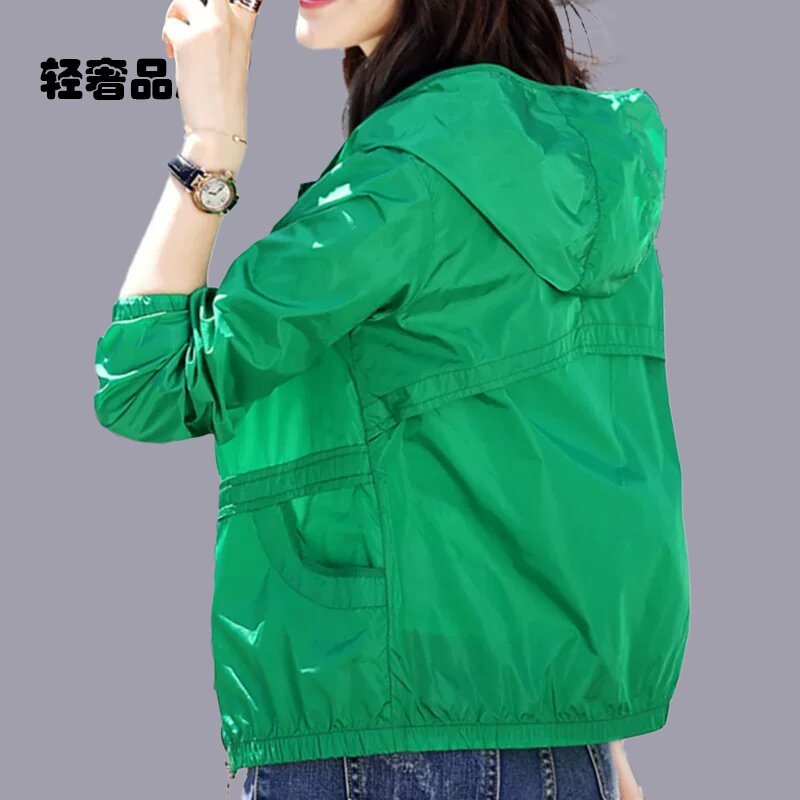 欧洲站防晒衣女短款小个子户外运动服开衫洋气薄上衣短外套欧货潮