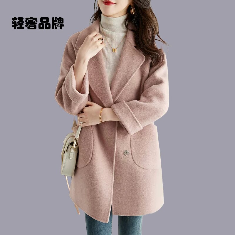 朗姿约定2025年新款羊毛呢外套高端女装秋冬季双面零羊绒大衣