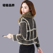 朗姿约定獭兔毛真皮毛一体外套女2026冬新款 小个子羊毛领皮草大衣