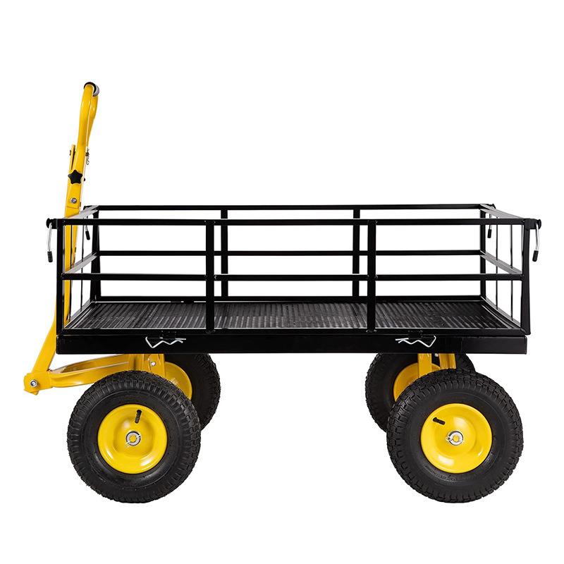 钢制花园车 木材农具运输拖车 挂载式手推车 重型1200lb