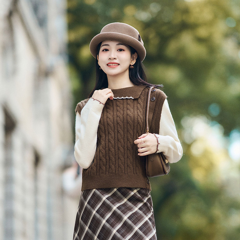 柒量一裁小个子假两件拼接毛织上衣秋冬新款女巨好看的毛衣3326,女装/女士精品,毛衣,淘宝优惠券,粉丝福利购,淘宝优惠卷