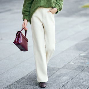 冬女94 秋冬新款 小个子米白色直筒牛仔裤 95cm1557 大柒