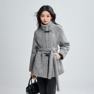 小个子灰色毛呢外套秋冬