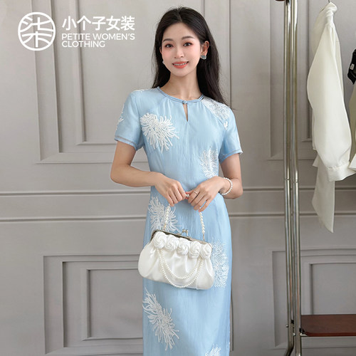 柒量一裁小个子气质温柔风连衣裙
