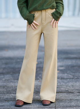 柒量一裁小个子冬季新款微喇裤子巨好看女款95-96cm牛仔裤3793