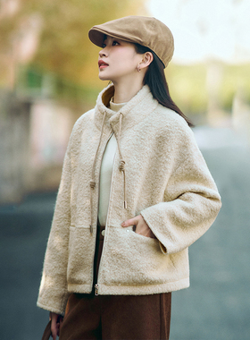 柒量一裁小个子羊羔毛外套秋冬外套女绝美巨好看的小外套3654百