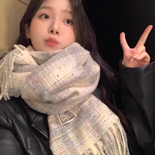 彩虹豆韩版ins显白围巾女2025新款秋冬学生情侣百搭保暖加厚围脖