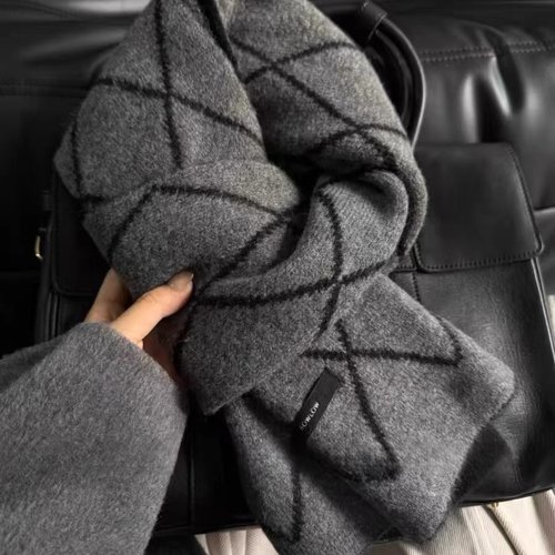 高品质经典格子针织保暖围巾