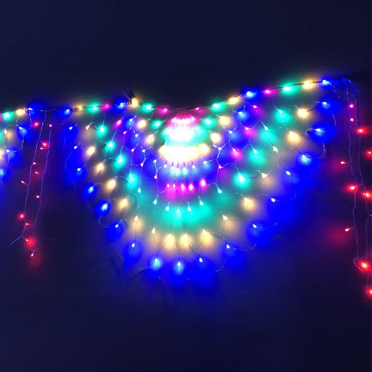 新款LED网灯彩灯串灯凤尾灯庭院创意孔雀圣诞节日装饰灯扇形灯串