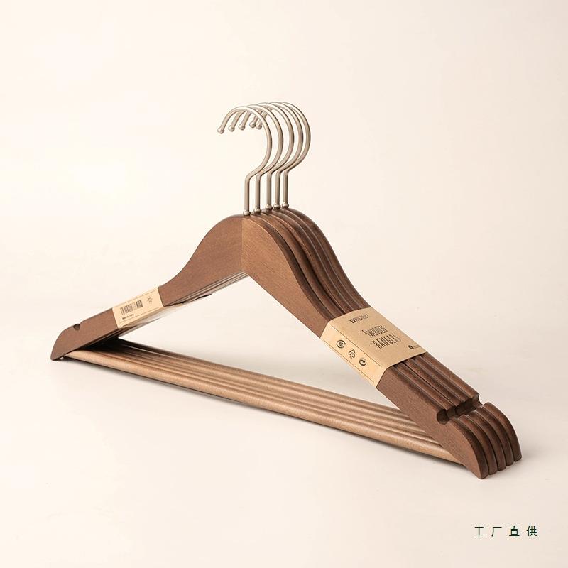 木质衣架10个美式复古防滑家用挂衣物架子酒店衣帽间实木收纳衣撑