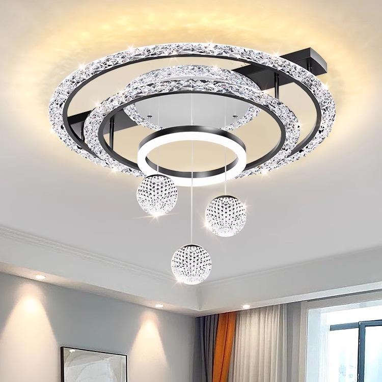 客厅灯简约轻奢创意圆圈大厅灯吸顶灯感大气中山灯具大全家用