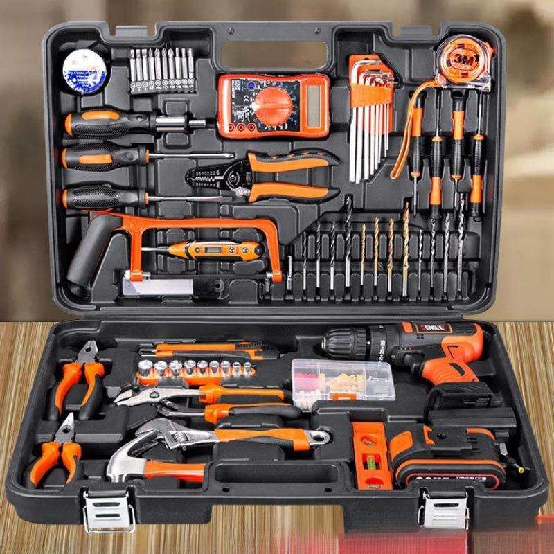 工具箱家用套装多功能五金电工维修组合大全工具车载电钻全套献学