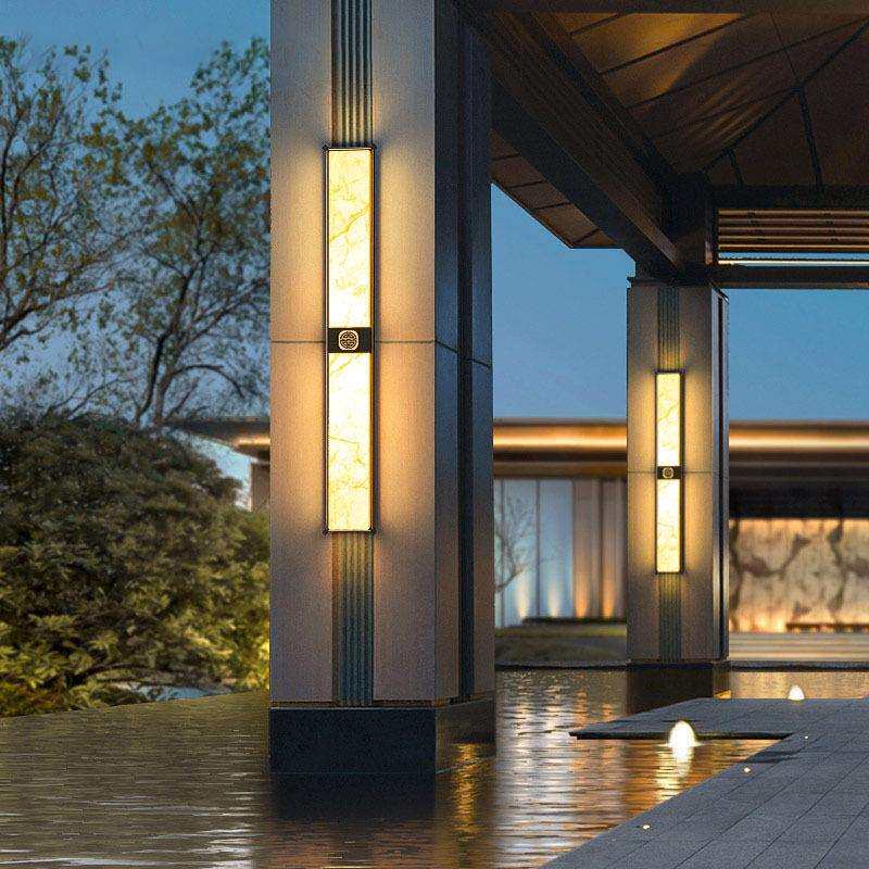 顺馨 户外云石壁灯新中式庭院灯别墅柱子壁灯中式景观灯长条壁灯