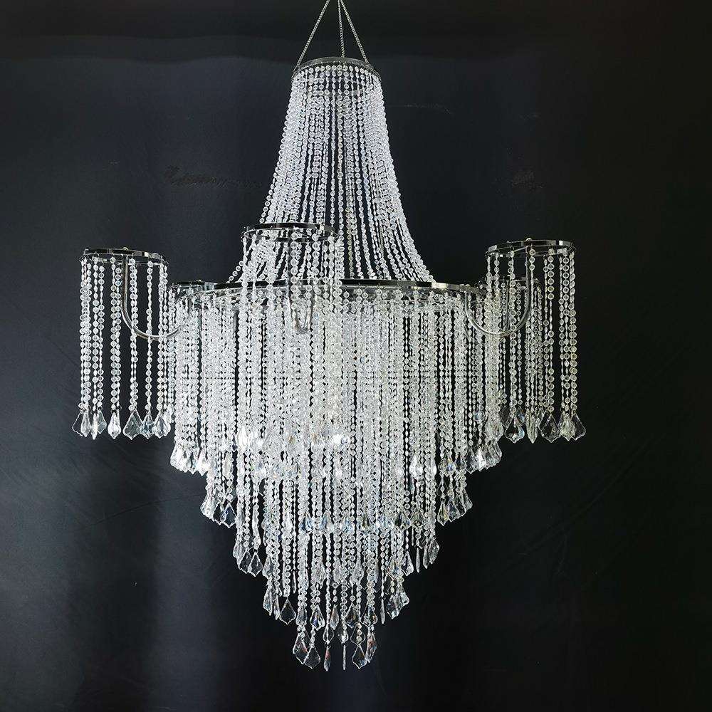 新款婚庆道具铁艺时尚水晶珠帘吊灯酒店舞台婚礼场地布置装饰灯