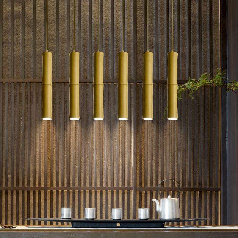 日式竹筒竹节吊灯酒店饭店大厅大堂茶室灯楼梯餐厅吧台床头小吊灯