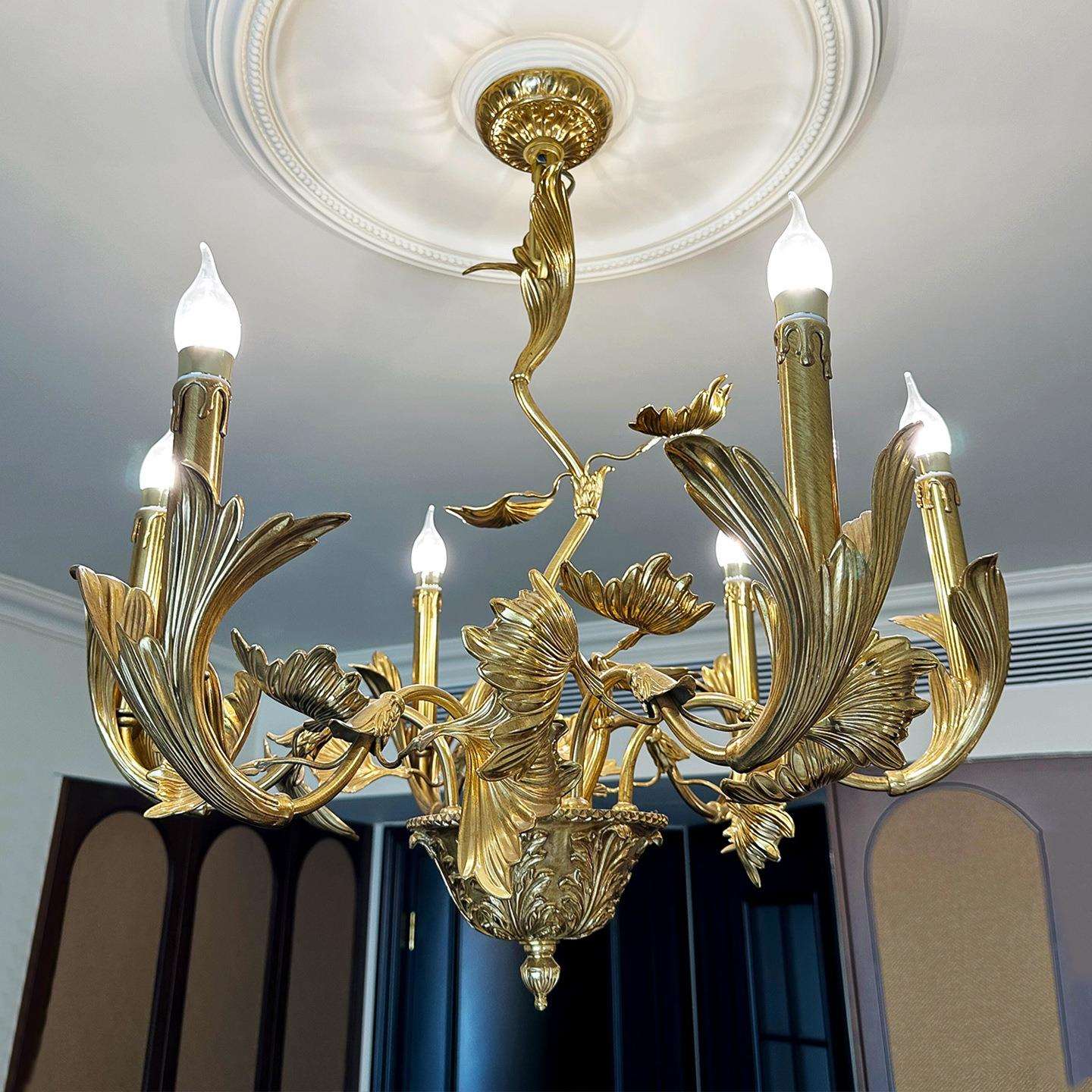 全铜法式中古典客厅蜡烛吊灯欧式豪华别墅酒店大堂卧室西餐厅吊灯