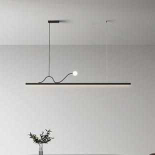 设计师款 餐厅长条一字吊灯北欧现代简约吧台样板间展厅极简线条灯