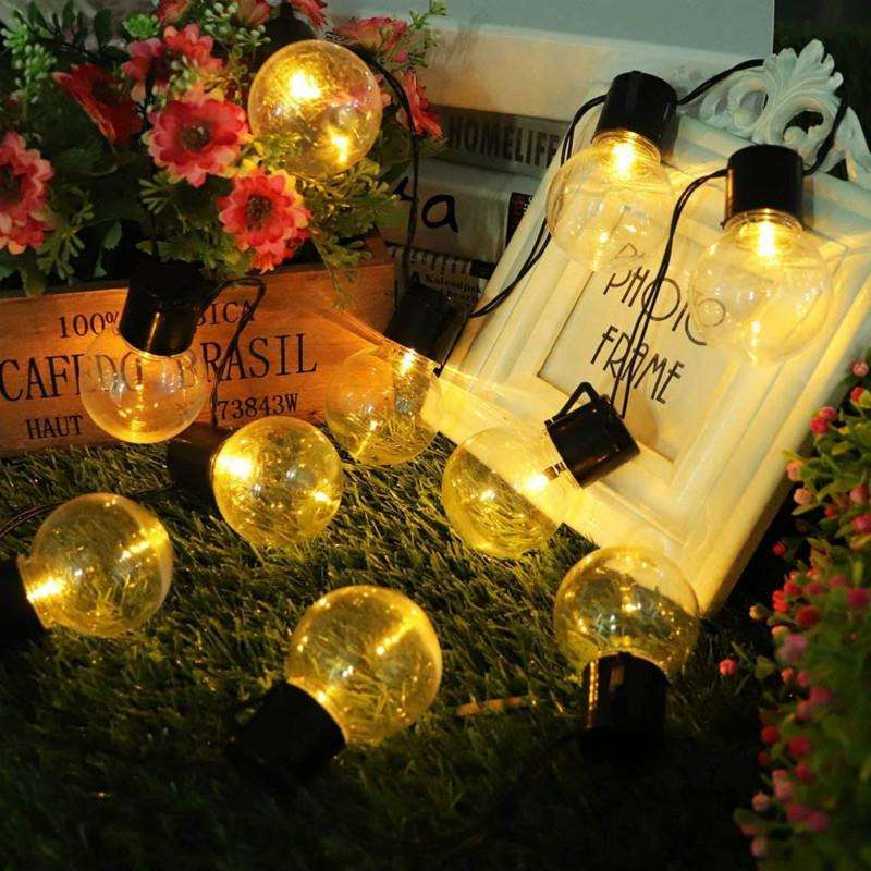 厂家LED灯串太阳能复古G45灯球泡户外圆球灯串庭院装饰彩灯串室外