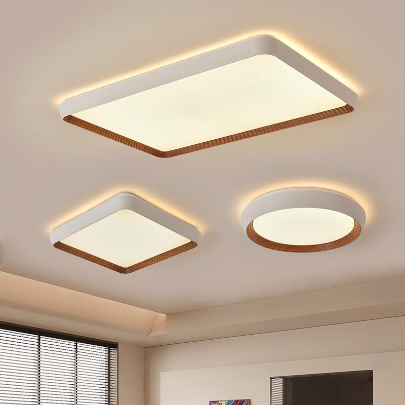 客厅主灯2025新款中古风吸顶灯卧室灯复古美式胡桃木书房LED灯具