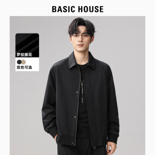 Basic 风外套上衣 House 百家好罗纹提花翻领行政夹克男盐系工装