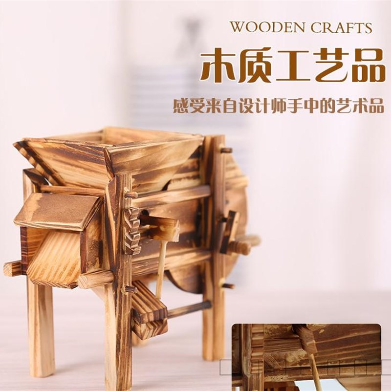 木制农具模型打谷机仿古谷风A车摇谷扇扇谷机木质工艺品摆件
