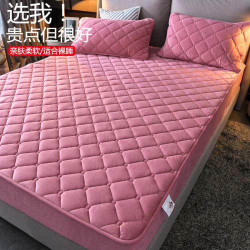 冬季牛奶水晶绒夹棉床笠o150x190m全包加厚保暖床罩防滑床垫保护
