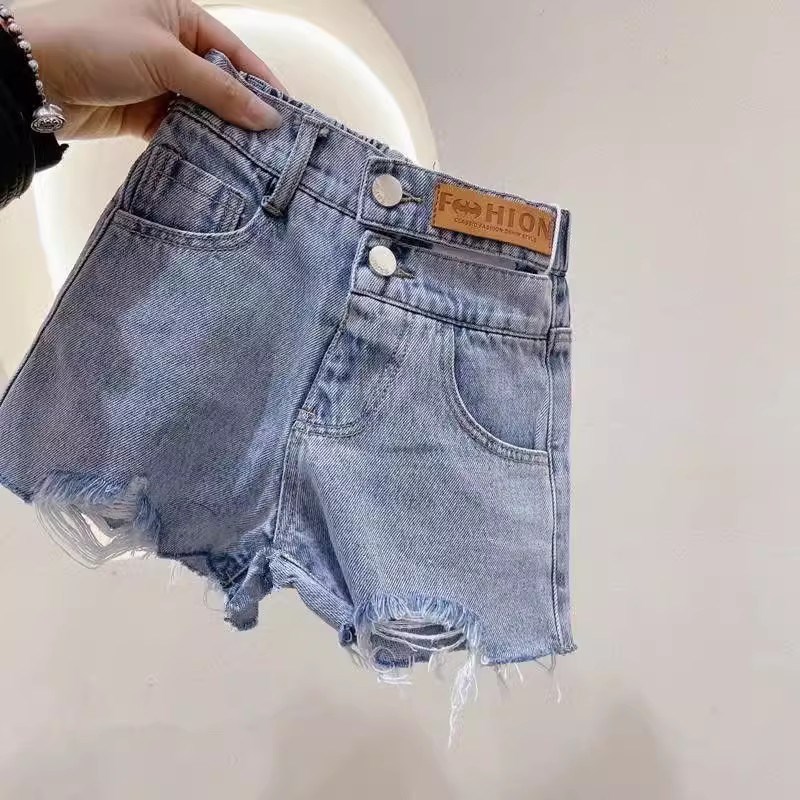女童牛仔b短裤夏季薄款儿童破洞外穿热裤女孩五分裤中小童软牛仔