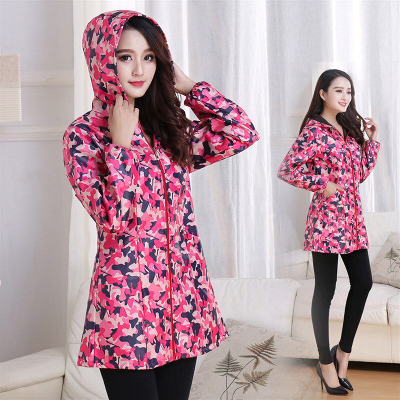 韩版收腰防水加绒罩衣女长袖拉链连帽厨房护衣羽绒服外套工作服冬