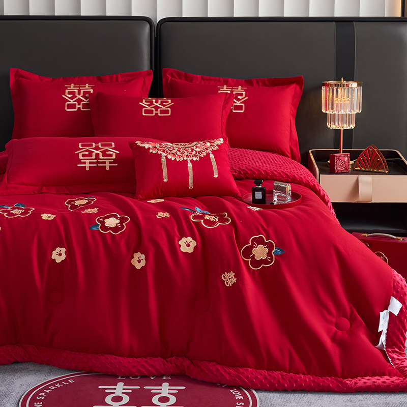 高档结婚大豆纤维被芯单双人婚庆床上用品喜被子毛毯加厚送新人礼,床上用品,化纤被,淘宝优惠券,粉丝福利购,淘宝优惠卷