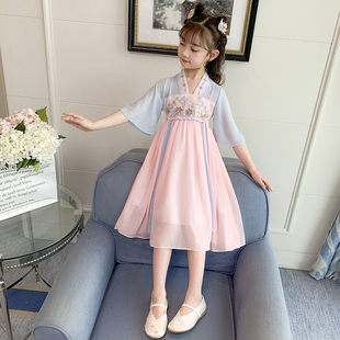 儿童古装汉服女童夏季超仙连衣裙齐胸明制襦裙中国风唐装女连衣裙