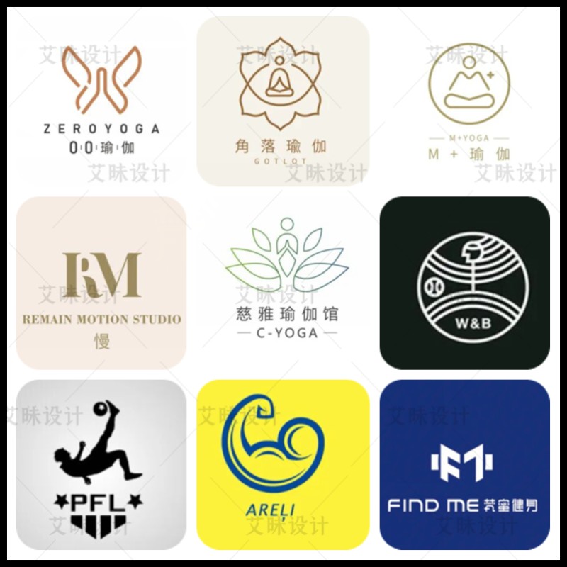 LOGO设计健身房减肥形体馆瑜伽室体能F运动舞蹈台球馆标志LOGO设