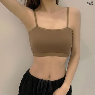 纯棉少女抹胸固定杯无钢圈文胸裹胸甜H欲风吊带美背心高中生内衣