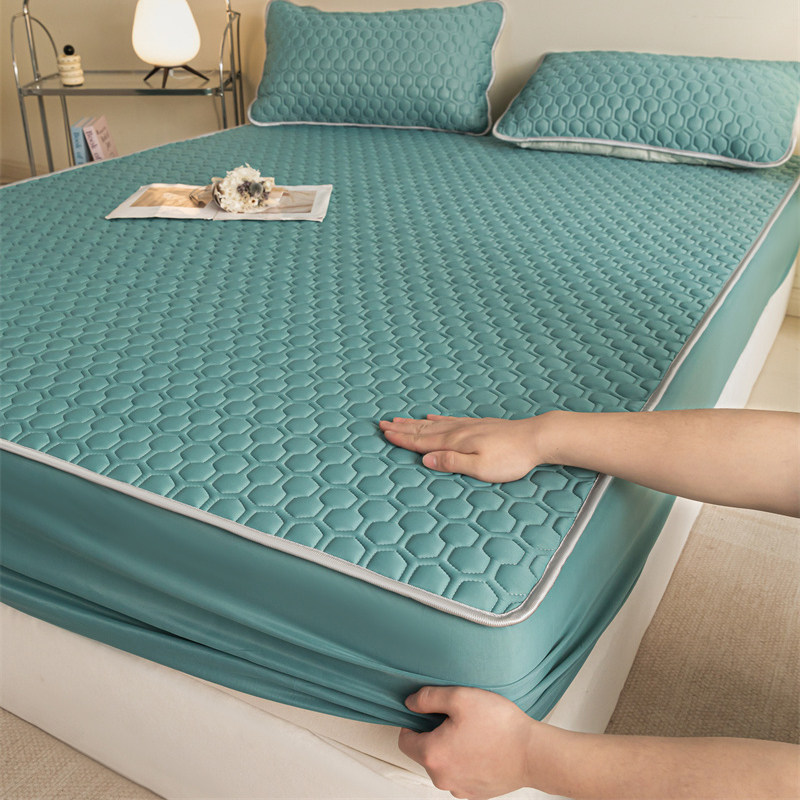 复古绿夏季乳胶凉席床笠冰丝床罩三件套席梦思床垫保护罩2024新款,床上用品,乳胶席,淘宝优惠券,粉丝福利购,淘宝优惠卷