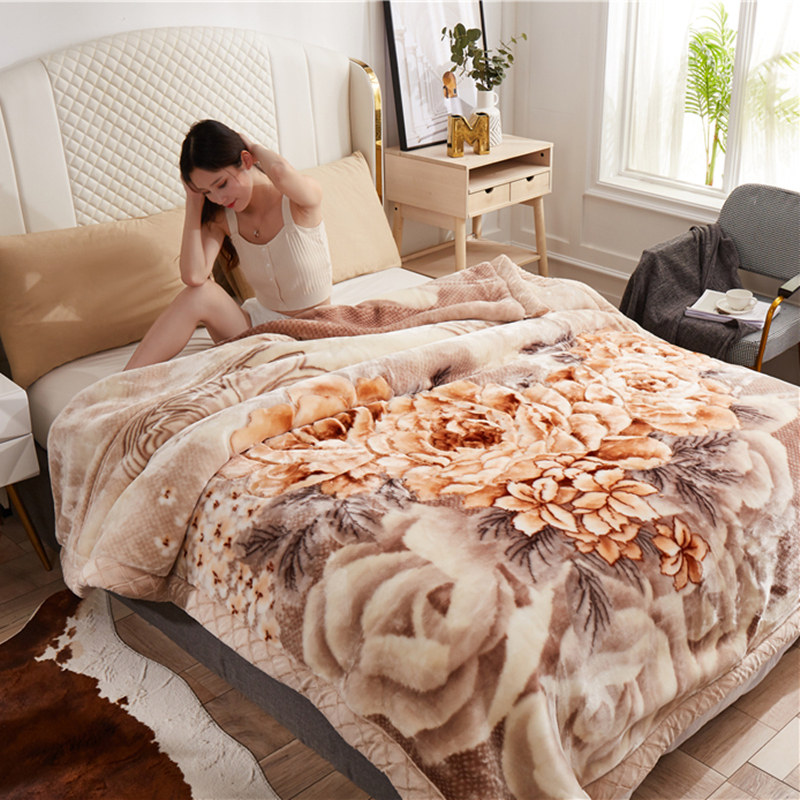 高档毛毯结婚双层毯子大红色立体雕花双人加厚毯陪嫁被子冬季绒毯