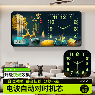 万年历钟表挂钟客厅家用夜光免打孔餐厅大气装饰画电视时钟挂墙