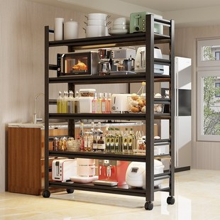 可移动厨房置物架多层微波v炉收纳架多功能烤箱碗碟储物架橱柜铁