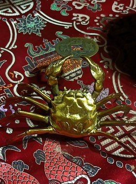 铜螃蟹摆件招财横财将军偏财投资书房办公室桌面聚宝盆进宝中号式