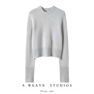 女2024秋冬新款 羊绒衫 简约气质套头毛衣 灰色圆领长袖 质感狂好
