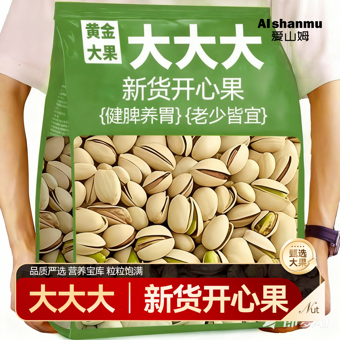 新货开心果500g无漂白添加盐焗大颗粒旗舰店批发坚果零食年货干果